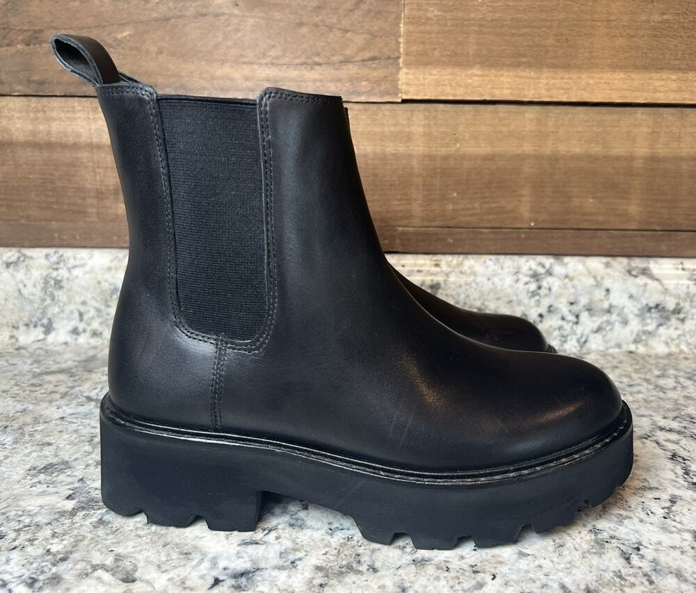 J. Crew Black Leather Lug-Sole Chelsea Boots Women’s size 6.5 WORN ONCE